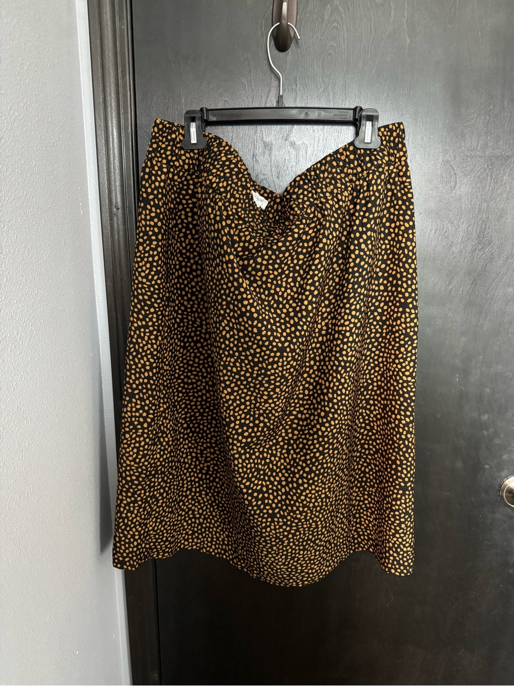 Polka Dot Midi Skirt in Black and Tan